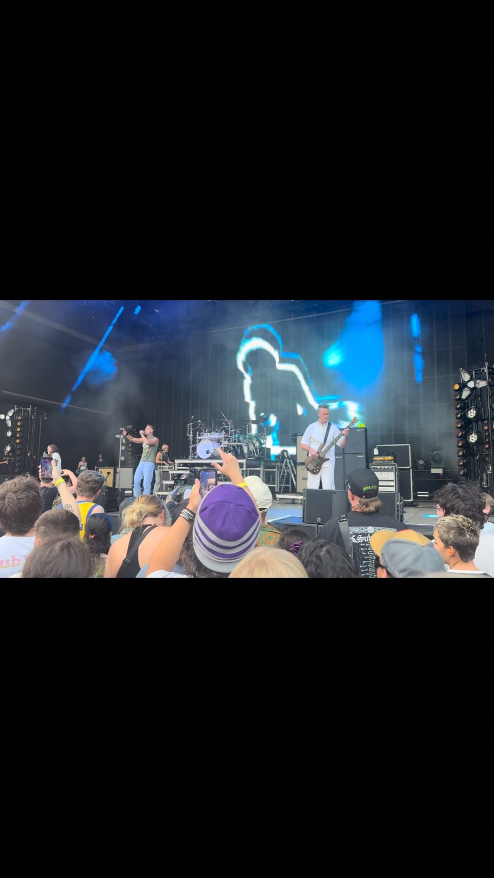 Live music under blue and red stage lights