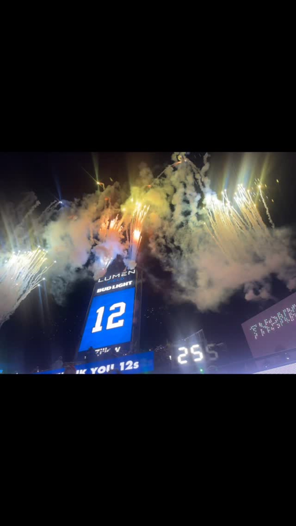 Fireworks over a Seattle stadium